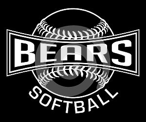 Bears Softball Graphic-One Color-White