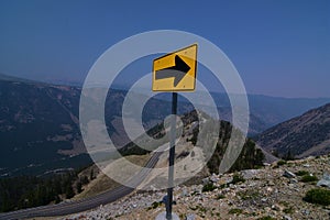 Beartooth Highway Montana Turn sign at the switchback