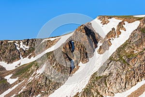 Beartooth Pass. Peaks of Beartooth Mountains, Wyoming, USA.