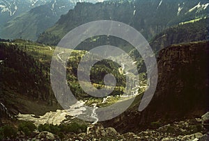 View of a River Beas travel through valley