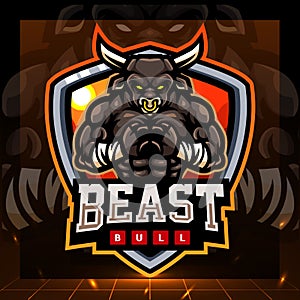 Beast bull mascot. esport logo design