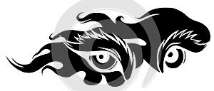 Beast eyes black silhouette logo icon vector illustration design