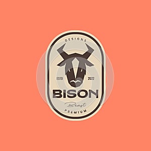 beast head bison savanna colony animal strong badge vintage logo design vector icon illustration