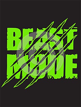 Beast mode hand drawn lettering. Typography t-shirt design. Vector illustration