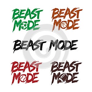 Beast mode quote lettering set. Vector illustration.