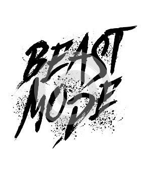 Beast mode word hand lettering. brush style letters on isolated background. Vector text illustration t shirt design photo