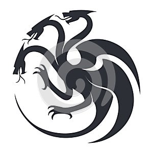 Beast sketch silhouette or tattoo icon of fantasy character with wings vector