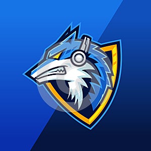 Beast Wolf wearing headphone mascot logo design