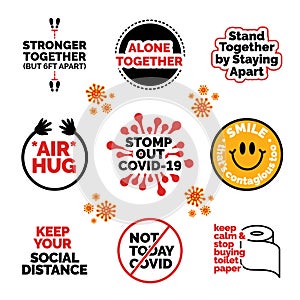 Beat The Virus Covid-19 Quarantine Vector Sticker Pack