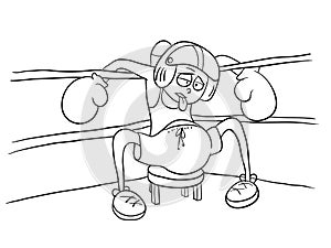 Beaten boxer resting in the corner, vector