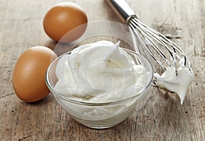 Beaten egg whites photo