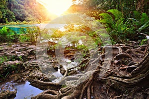 Beatiful Cascades National Park in Guatemala Semuc Champey