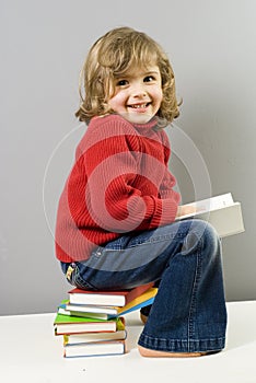Beatiful girl reading book