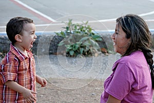 Beatiful Hispanic mother and child