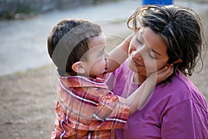 Beatiful Hispanic mother and child