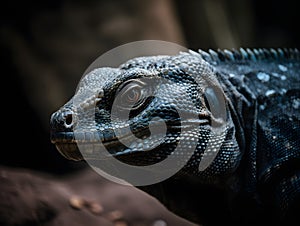 A beatiful iguana lies relaxed in the wildness