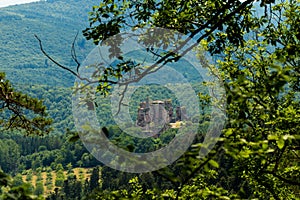 beatiful landscape of the pfÃ¤lzer wald hills and the dahner rock castles, rheinland-pfalz, germany