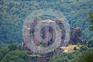 beatiful landscape of the pfÃ¤lzer wald hills and the dahner rock castles, rheinland-pfalz, germany