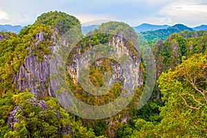 Beatiful mountains in Tiger Cave Temple, Wat Tham Suea, Krabi, Thailand