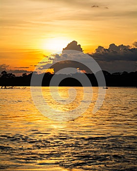 Beatiful sunset in the river