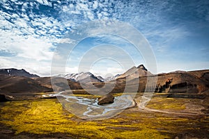 Beatiful view of valley and river in iceland
