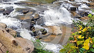 Beatifull waterfall A waterfall is an area where water flows over a vertical drop or a series of steep drops in the course of a st