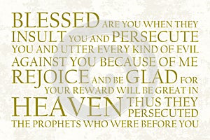 Beatitudes Rejoice in Persecution Plain Text Beige Gold