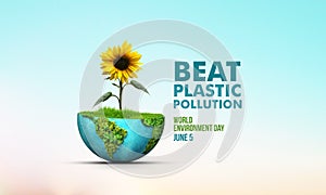 #BeatPlasticPollution, World Environment day concept 2023 3d concept