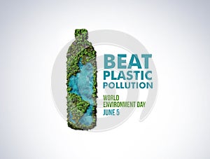 #BeatPlasticPollution, World Environment day concept 2023 3d tree background.