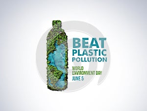 #BeatPlasticPollution, World Environment day concept 2023 3d tree background. photo