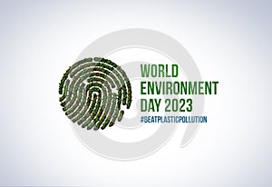 #BeatPlasticPollution, World Environment day concept 2023 3d tree background.