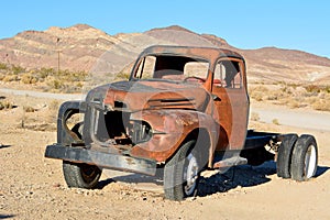 Abandoned old pickup car in Rhyolite ghost town