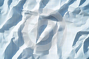 Crumpled white graph paper texture for creative design backgrounds