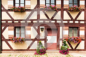 Beatuful wondows and doors architecture of Nuremberg buildings, Germany