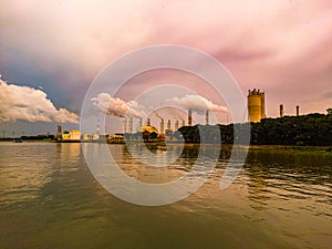 The Beatyfull Monsun River Water And Industrial Zone. photo