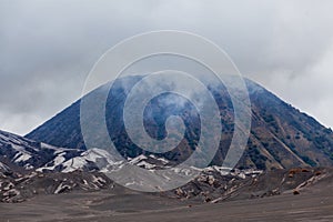 Beatyfull volcanic landscape in the crater of Mount Bromo, Java, Indonesia