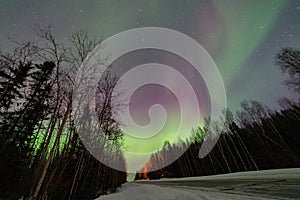 Beauitful aurora over the night sky photo