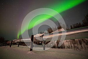 Beauitful aurora over Trans-Alaska Pipeline System