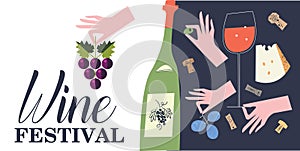 Beaujolais Nouveau Wine Festival. Vector illustration, a set of design elements for a wine festival