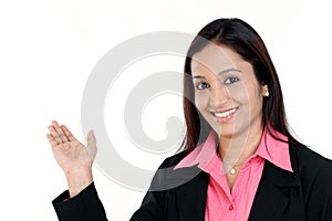 Beaustiful Business woman presentation gesture