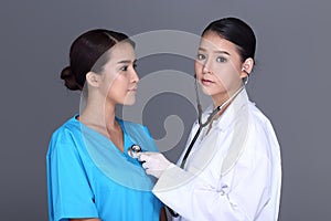 Beautician Doctor Check Diagnose Face structure patient before p