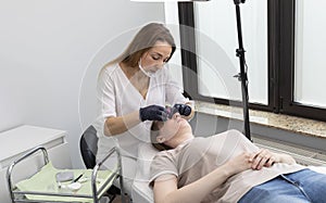 Beautician Glues Eyelashes To Lash Silicone Roller By Applicator. Eyelash Care Treatment