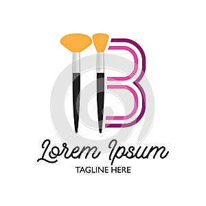 Beautician logo with B alphabet and text space for your slogan / tagline