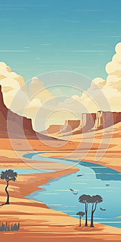 Beautified Landscape Vector Illustration In Emex Gig Poster Style