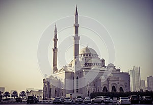 Beautifil and magnificent Al Noor mosque from Sharjah, UAE.