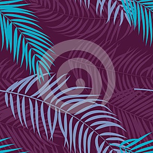Beautifil Palm Tree Leaf Silhouette Seamless Pattern Background Vector Illustration