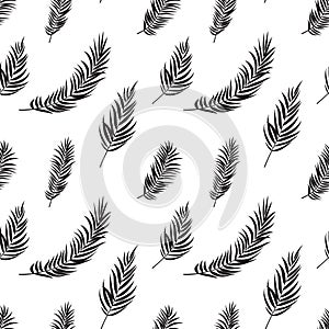 Beautifil Palm Tree Leaf  Silhouette Seamless Pattern Background Vector Illustration