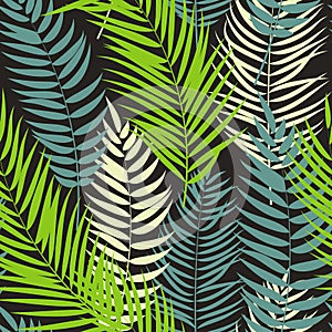 Beautifil Palm Tree Leaf Silhouette Seamless Pattern Background