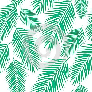 Beautifil Palm Tree Leaf Silhouette Seamless Pattern Background Vector Illustration