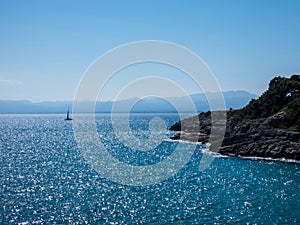 Beautifu  sea view on a sunny day in Salou, Spain. Mediterranian sea